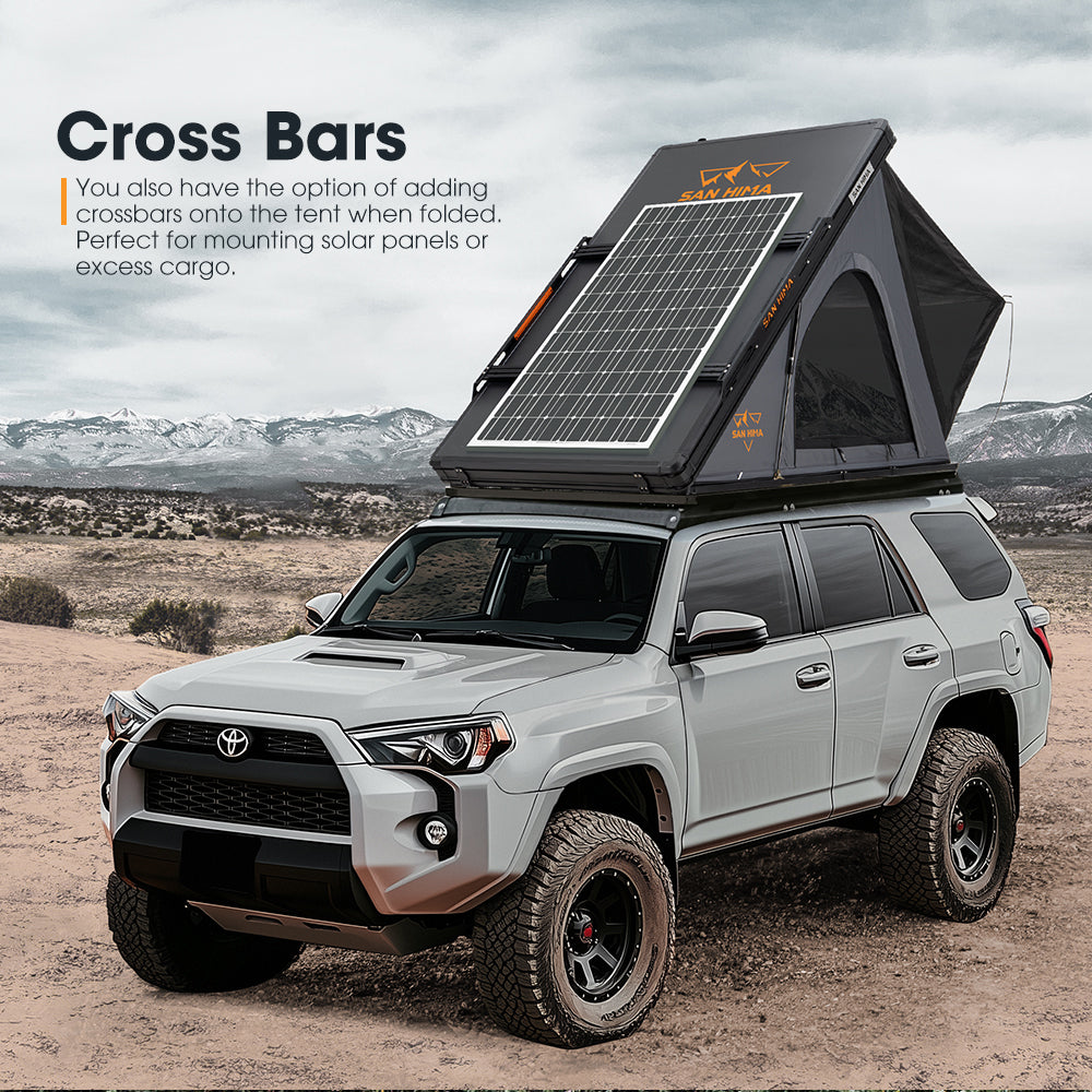 San Hima kalbarri Lite Rooftop Tent Hardshell Grey+Ladder&Rack+250W Solar Panel - Sunyee