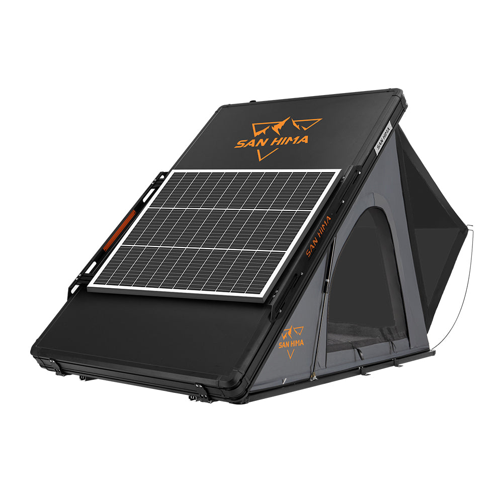 San Hima Kalbarri Lite Rooftop Tent Hardshell Grey+Ladder&Rack+130W Solar Panel - Sunyee