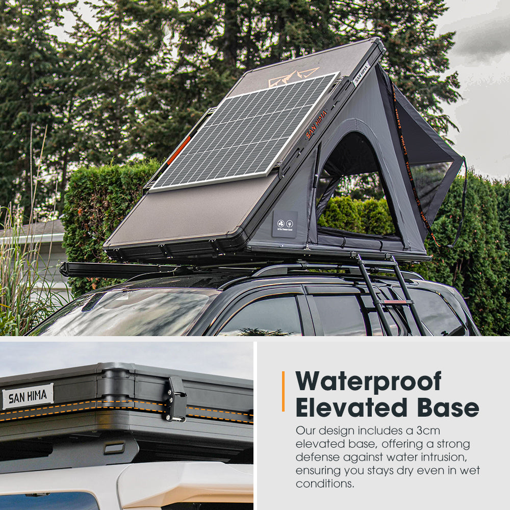 San Hima Kalbarri Lite Gen 2 Rooftop Tent Grey+Ladder & Rack+130W Solar Panel