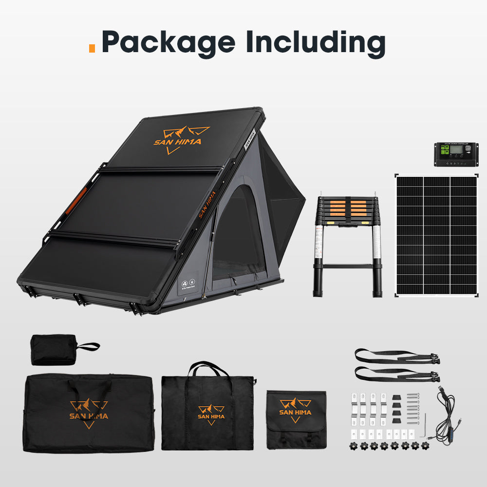 San Hima Kalbarri Lite Gen 2 Rooftop Tent Grey+Ladder & Rack+130W Solar Panel