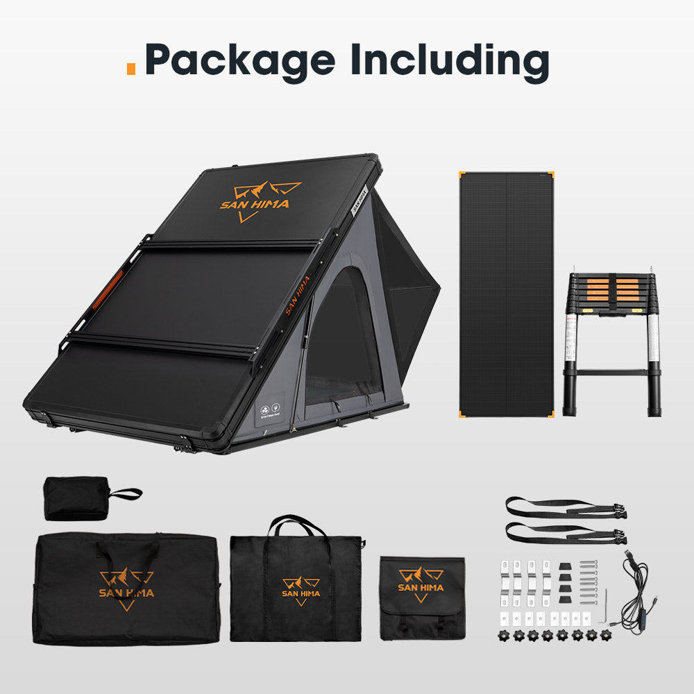 San Hima Kalbarri Lite Gen 2 Rooftop Tent Grey+Ladder & Rack+120W Solar Panel - Sunyee