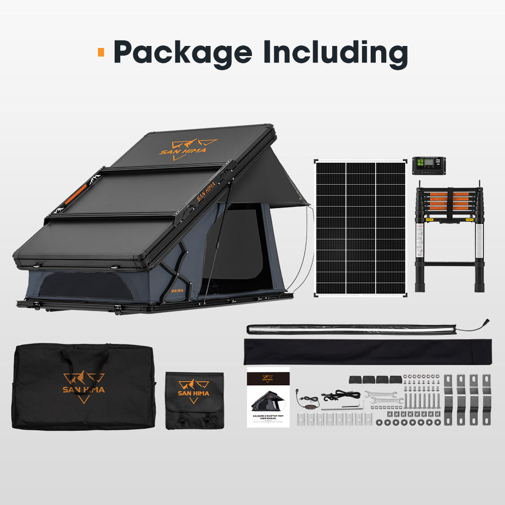San Hima Kalbarri X Rooftop Tent Hardshell With Ladder + 130W Solar Panel - Sunyee
