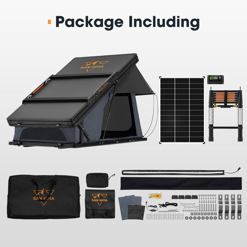San Hima Kalbarri X Rooftop Tent Hardshell With Ladder + 130W Solar Panel - Sunyee