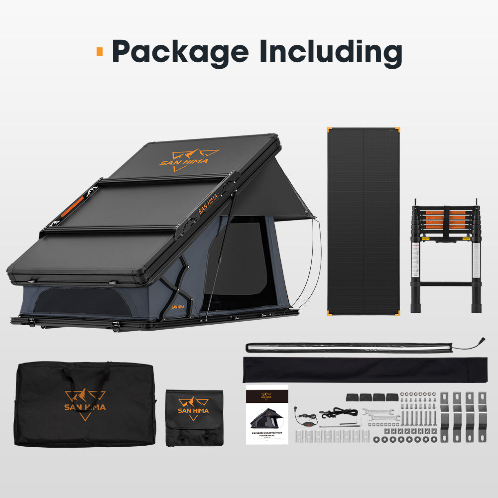 San Hima Kalbarri X Rooftop Tent Hardshell With Ladder + 120W Solar Panel - Sunyee
