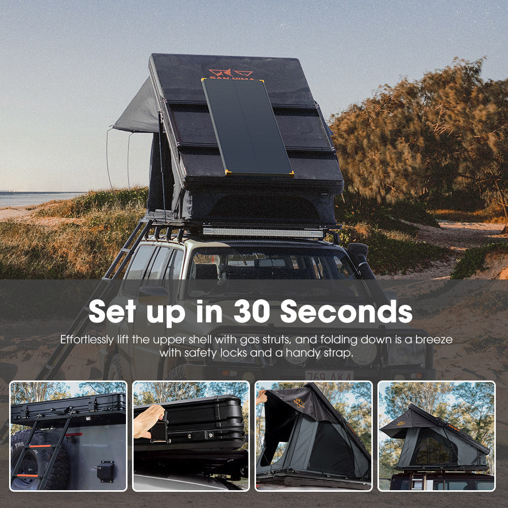San Hima Kalbarri X Rooftop Tent Hardshell With Ladder + 120W Solar Panel - Sunyee