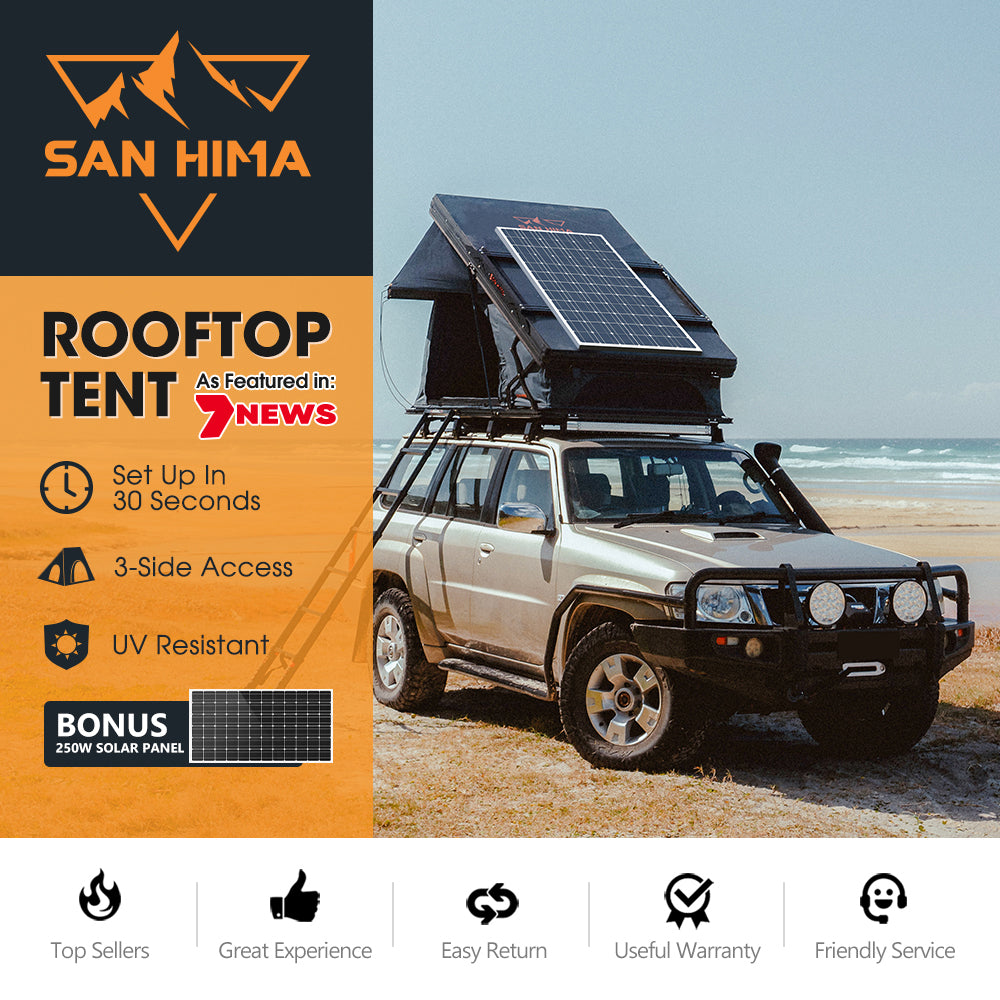 San Hima Kalbarri X Rooftop Tent Hardshell With Ladder + 250W Solar Panel - Sunyee