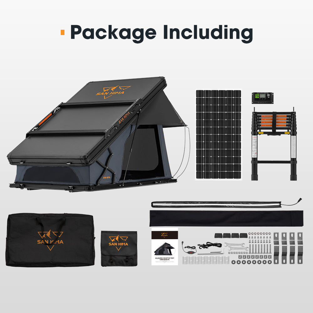San Hima Kalbarri X Rooftop Tent Hardshell With Ladder + 250W Solar Panel - Sunyee