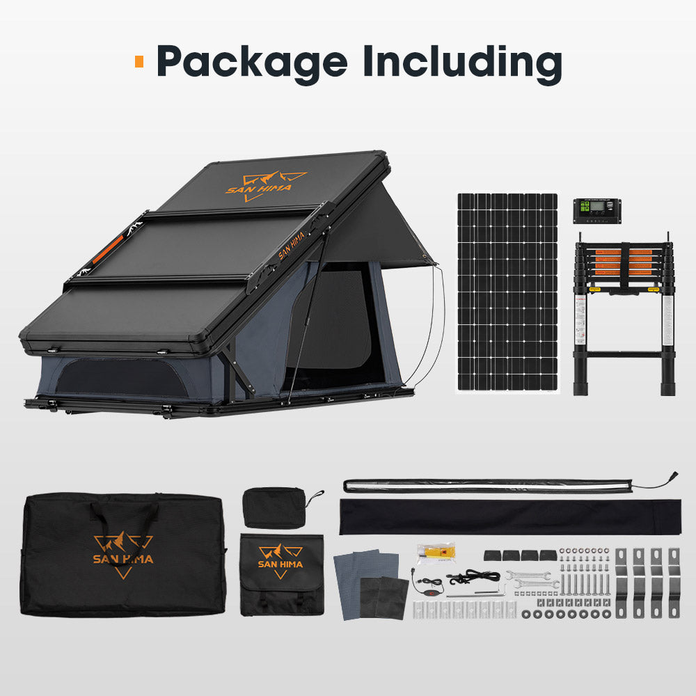 San Hima Kalbarri X Rooftop Tent Hardshell With Ladder + 250W Solar Panel - Sunyee