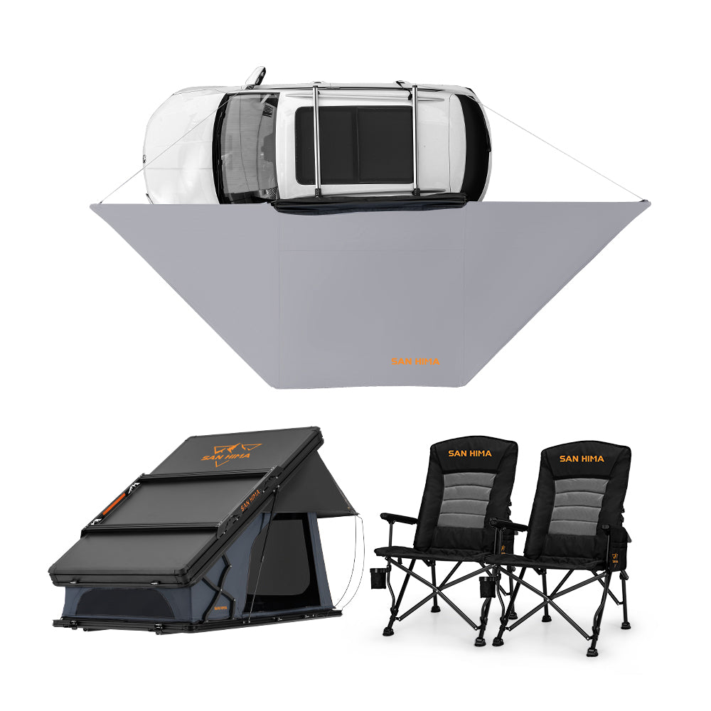 San Hima 180° Awning+Rooftop Tent+2xCamping Chairs - Sunyee