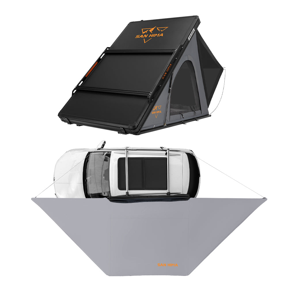 San Hima 180° Free-Standing Awning With "L" Bracket + Rooftop Tent + Roof Rack - Sunyee
