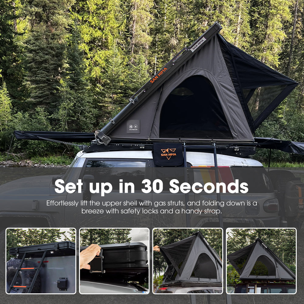 San Hima 180° Free-Standing Awning + Kalbarri Lite Gen 2 Rooftop Tent +Roof Rack - Sunyee