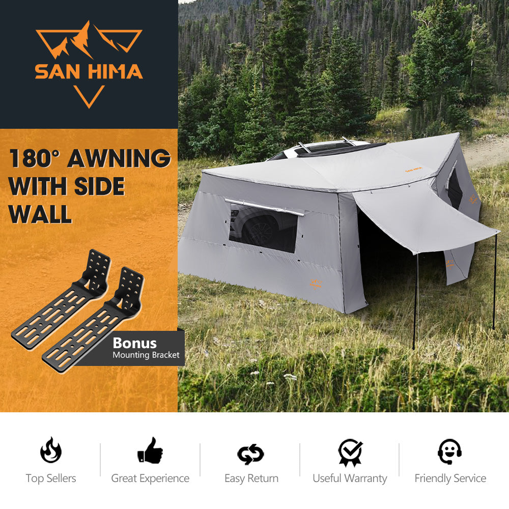San Hima 180 Degree Awning With Side Wall Free-Standing Camping + "L" Bracket - Sunyee