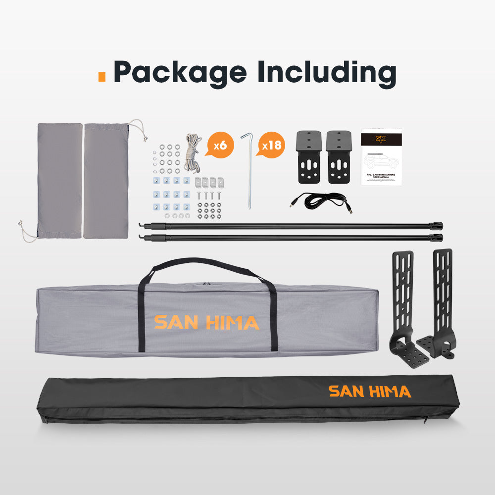 San Hima 180 Degree Awning With Side Wall Free-Standing Camping + "L" Bracket - Sunyee