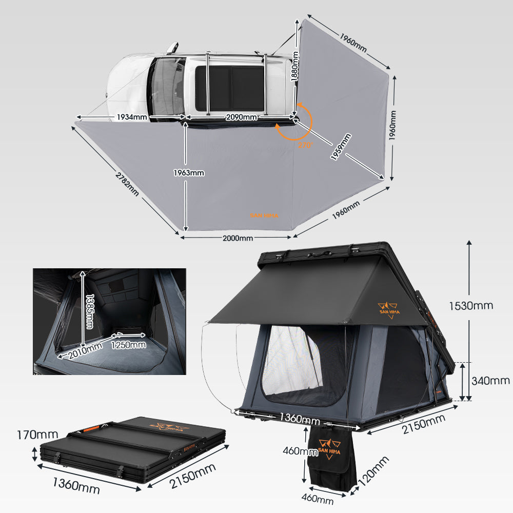 San Hima 270° Awning+Rooftop Tent+2xCamping Chairs - Sunyee