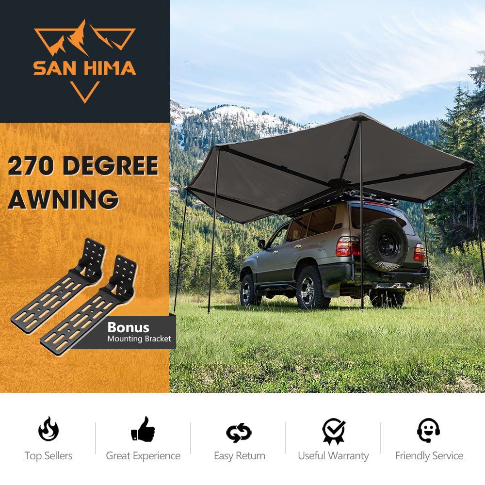 San Hima 270 Degree Free-Standing Awning With "L" Bracket 600D Double-Ripstop - Sunyee