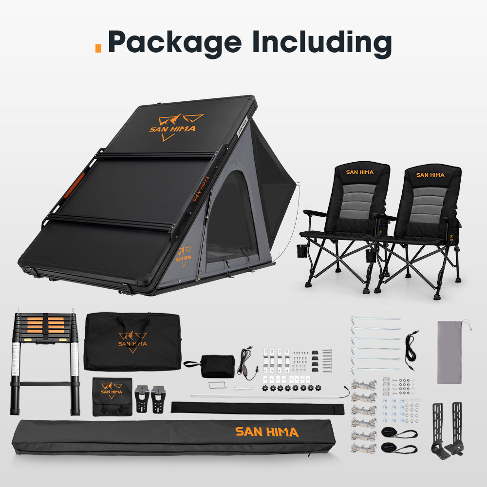 San Hima 270° Free-Standing Awning + Rooftop Tent + Roof Rack +2xCamping Chairs - Sunyee