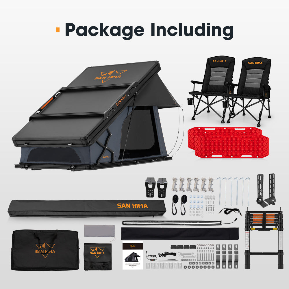 San Hima 270° Awning+Rooftop Tent+2xCamping Chairs+2xRecovery Boards Red - Sunyee