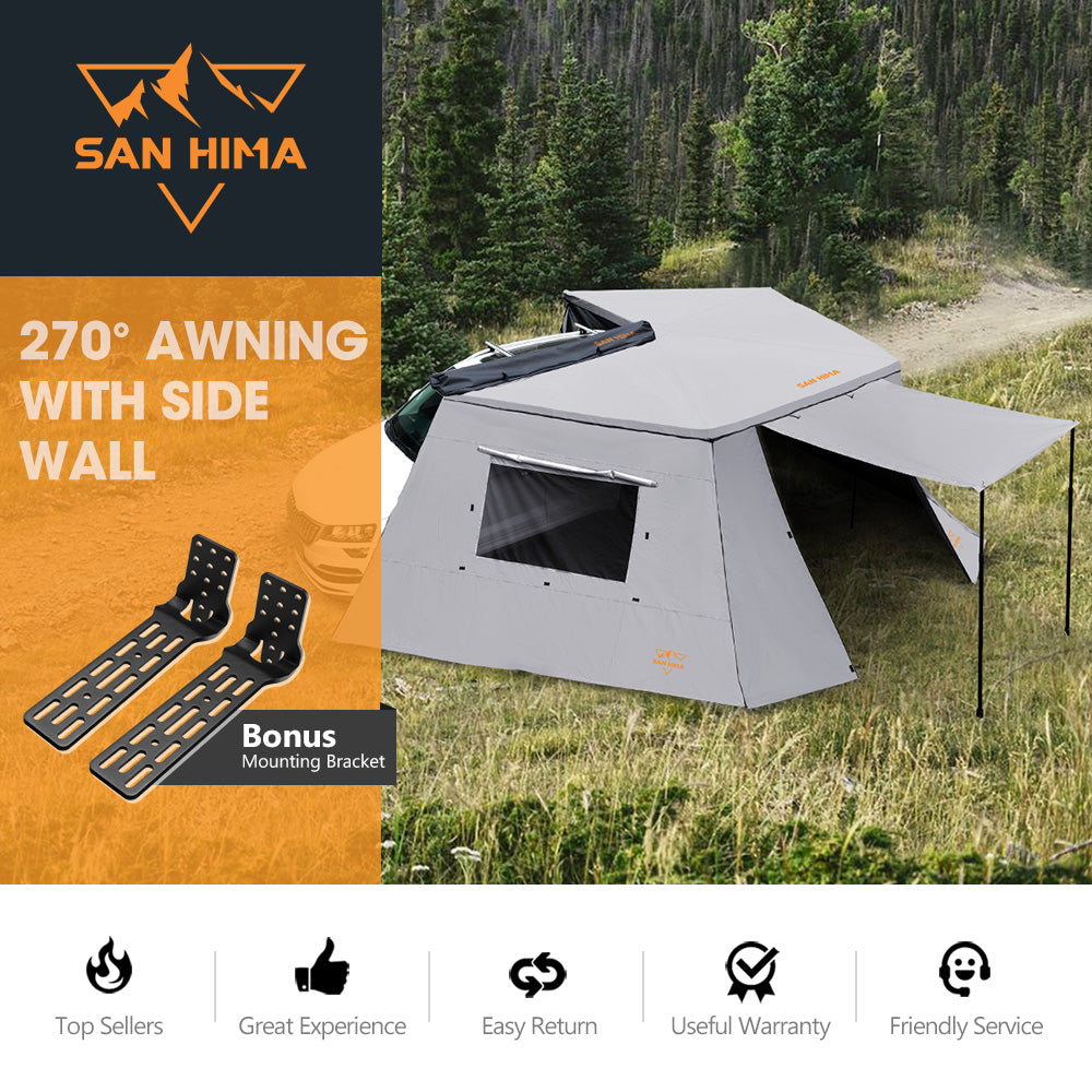 San Hima 270 Degree Awning With Side Wall Free-Standing Extension + "L" Bracket - Sunyee