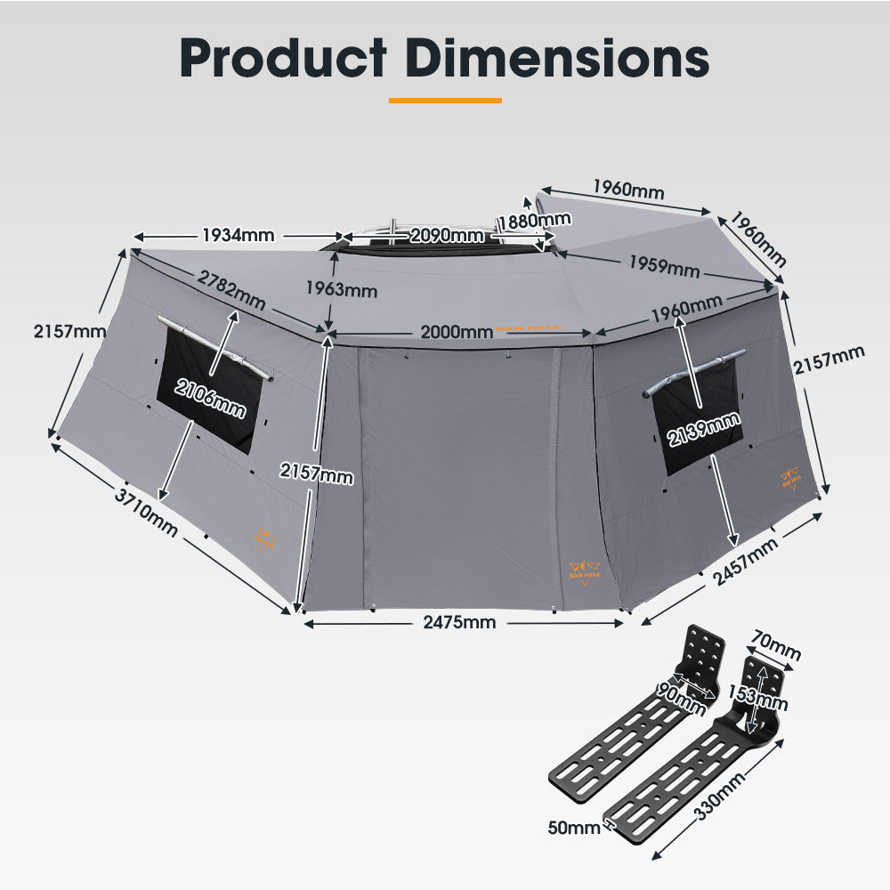San Hima 270 Degree Awning With Side Wall Free-Standing Extension + "L" Bracket - Sunyee