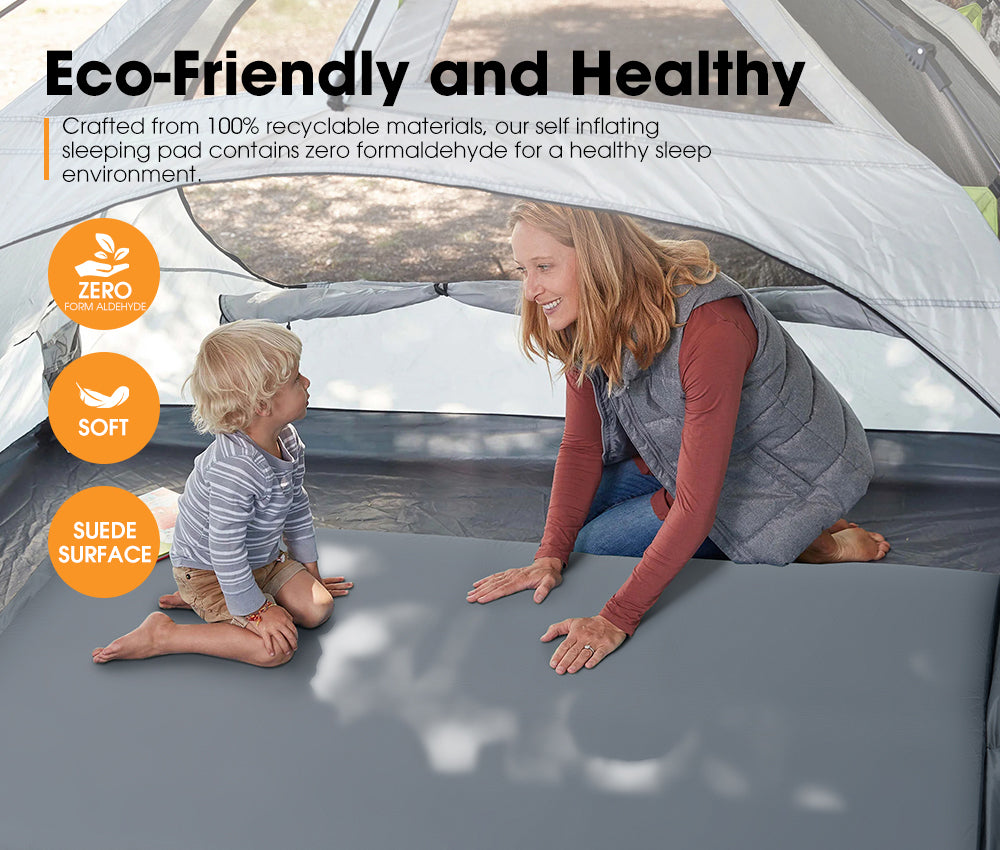 San Hima Self Inflating Mattress 10cm Sleeping Mat Camping Hiking Air Bed Double - Sunyee