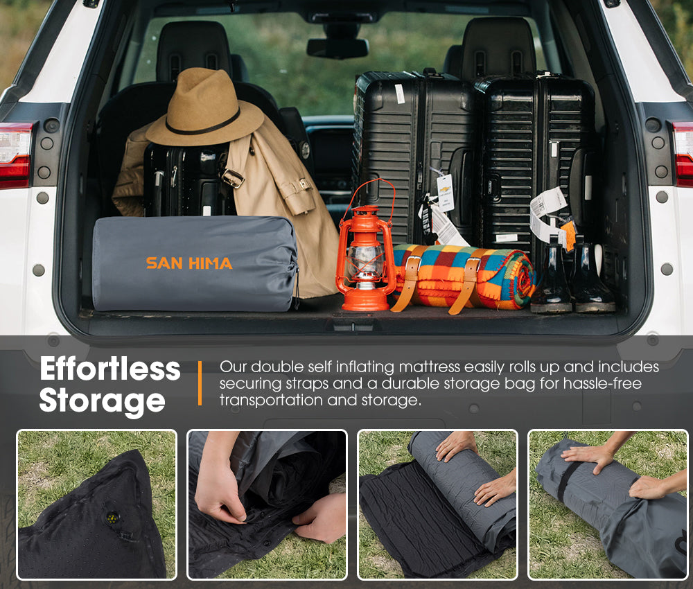 San Hima Self Inflating Mattress 10cm Sleeping Mat Camping Hiking Air Bed Double - Sunyee