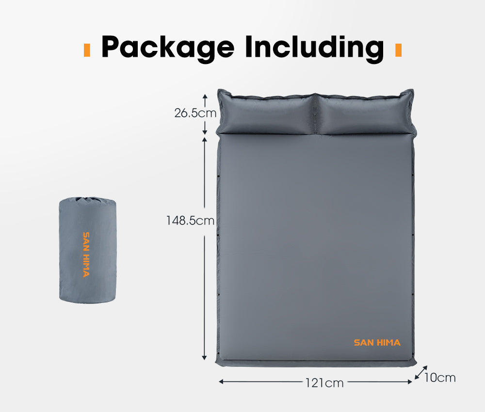 San Hima Self Inflating Mattress 10cm Sleeping Mat Camping Hiking Air Bed Double - Sunyee