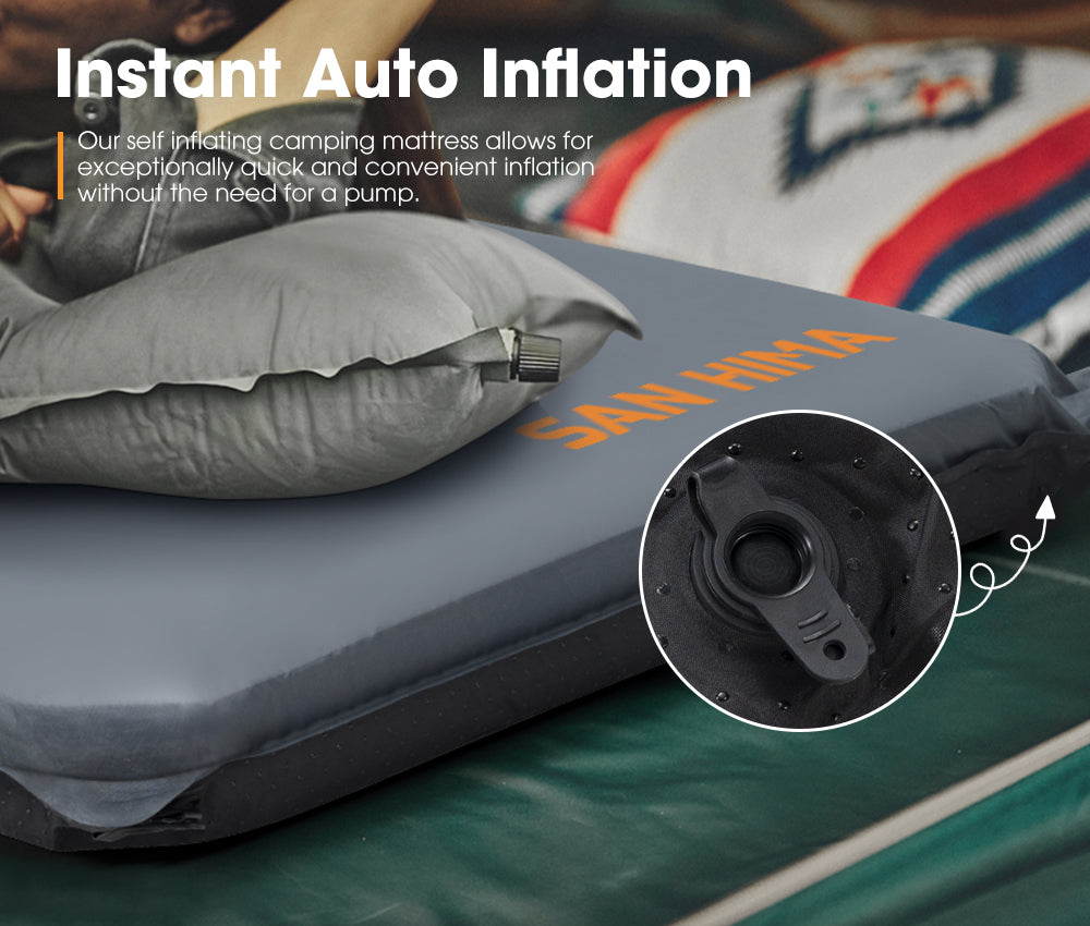 San Hima Self Inflating Mattress 10cm Sleeping Mat Camping Hiking Air Bed Single - Sunyee