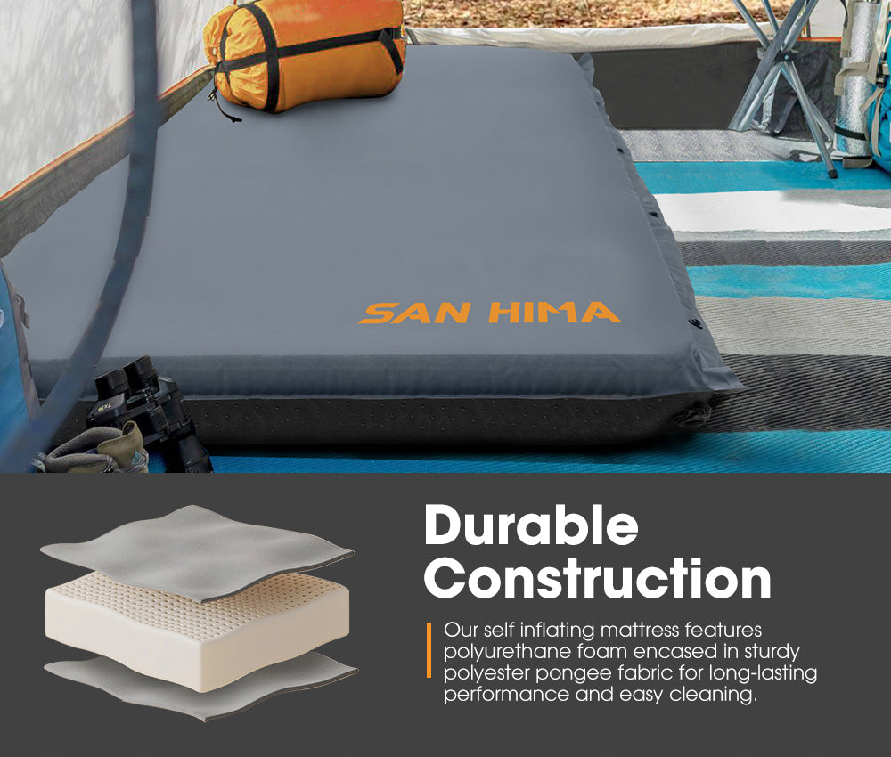 San Hima Self Inflating Mattress 10cm Sleeping Mat Camping Hiking Air Bed Single - Sunyee
