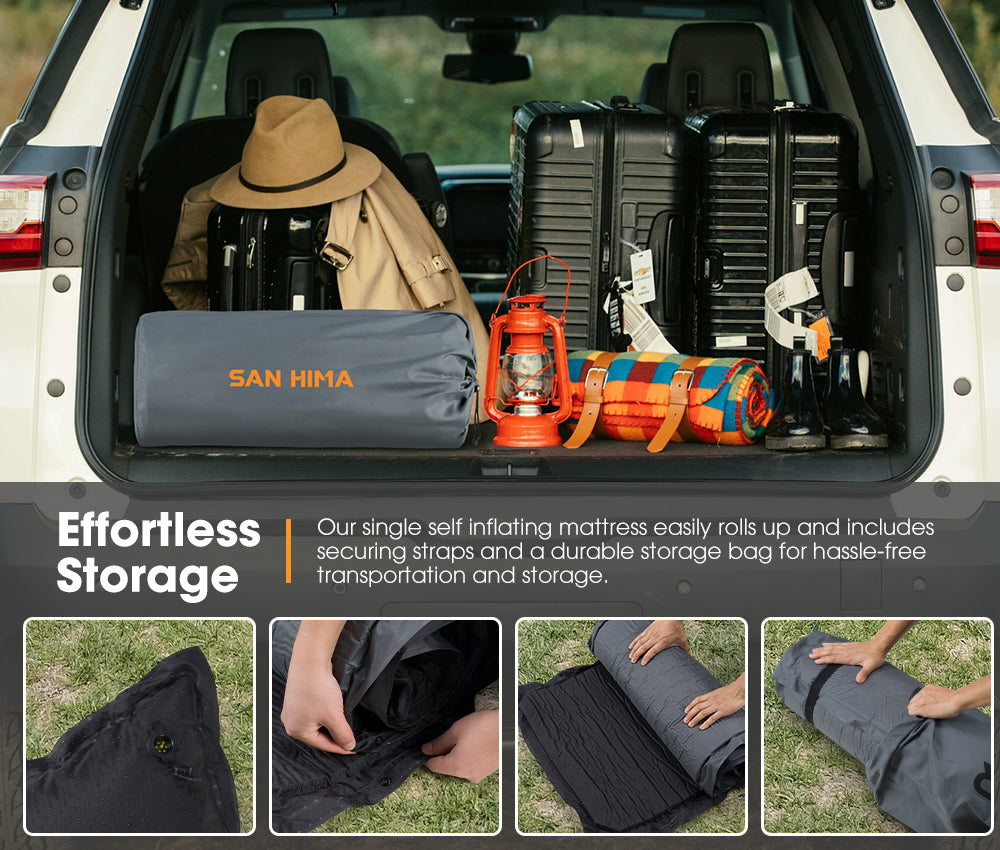 San Hima Self Inflating Mattress 10cm Sleeping Mat Camping Hiking Air Bed Single - Sunyee