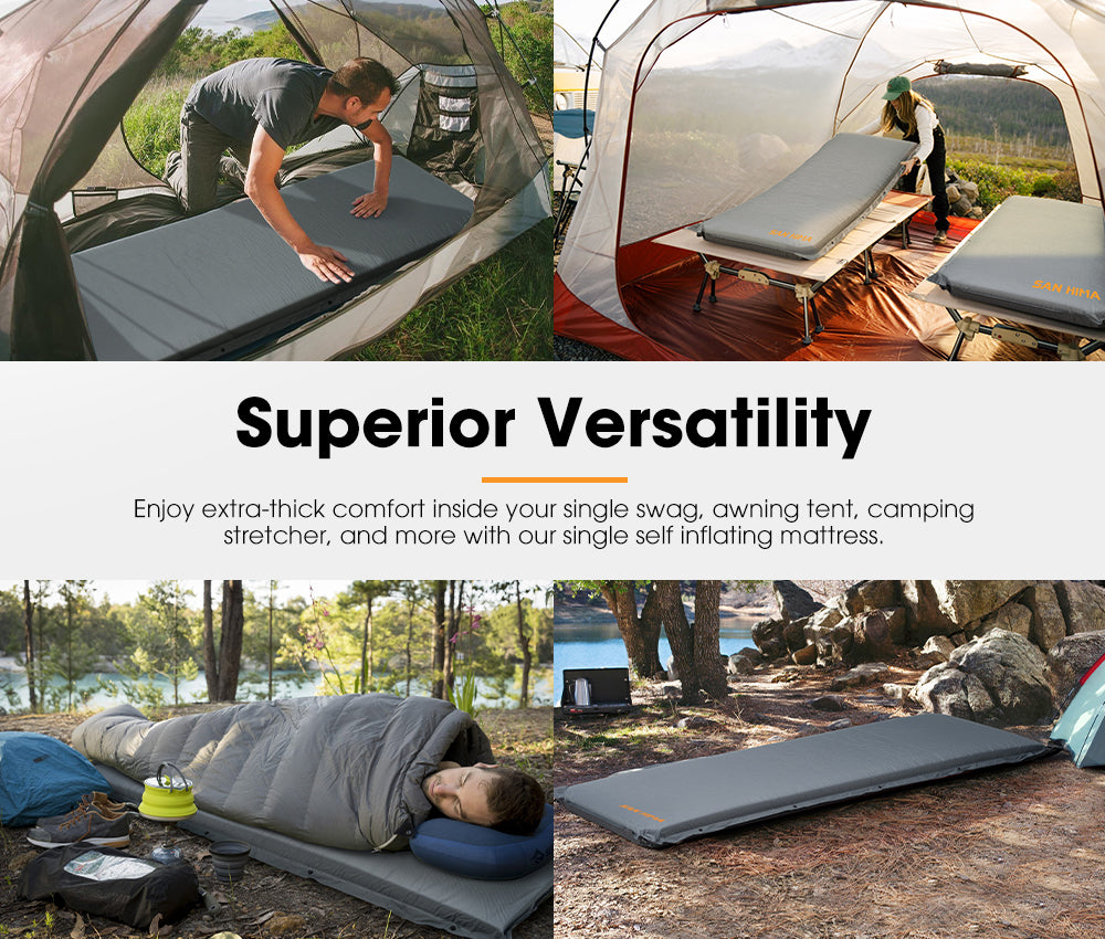 San Hima Self Inflating Mattress 10cm Sleeping Mat Camping Hiking Air Bed Single - Sunyee