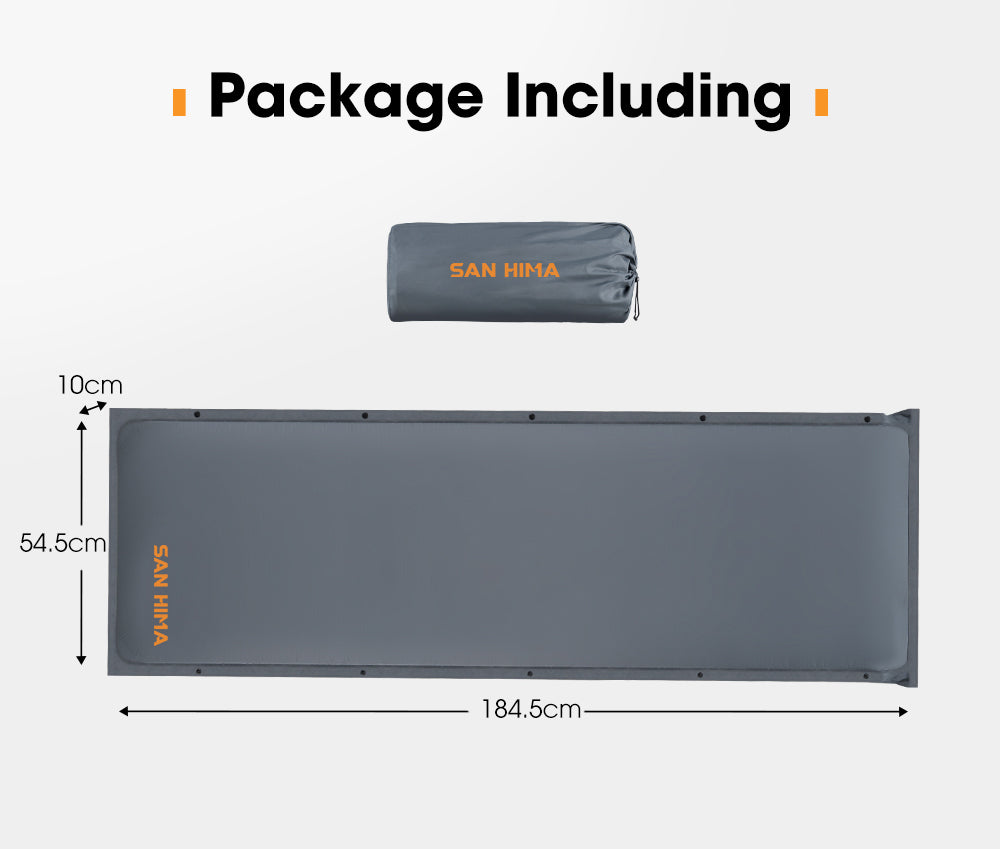 San Hima Self Inflating Mattress 10cm Sleeping Mat Camping Hiking Air Bed Single - Sunyee