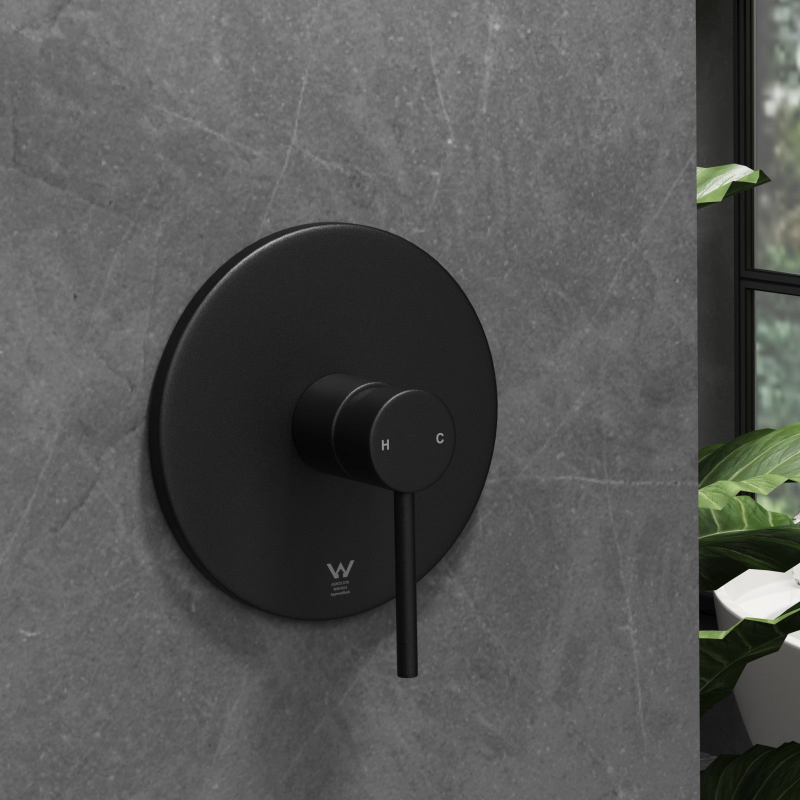 Welba Shower Mixer Tap Bathroom Wall Tapware Brass Tapware Round Black - Sunyee