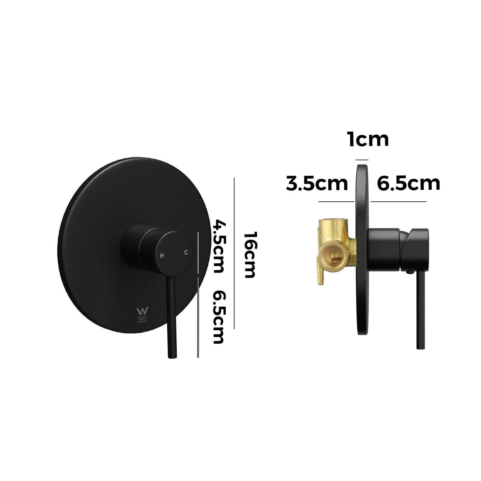 Welba Shower Mixer Tap Bathroom Wall Tapware Brass Tapware Round Black - Sunyee