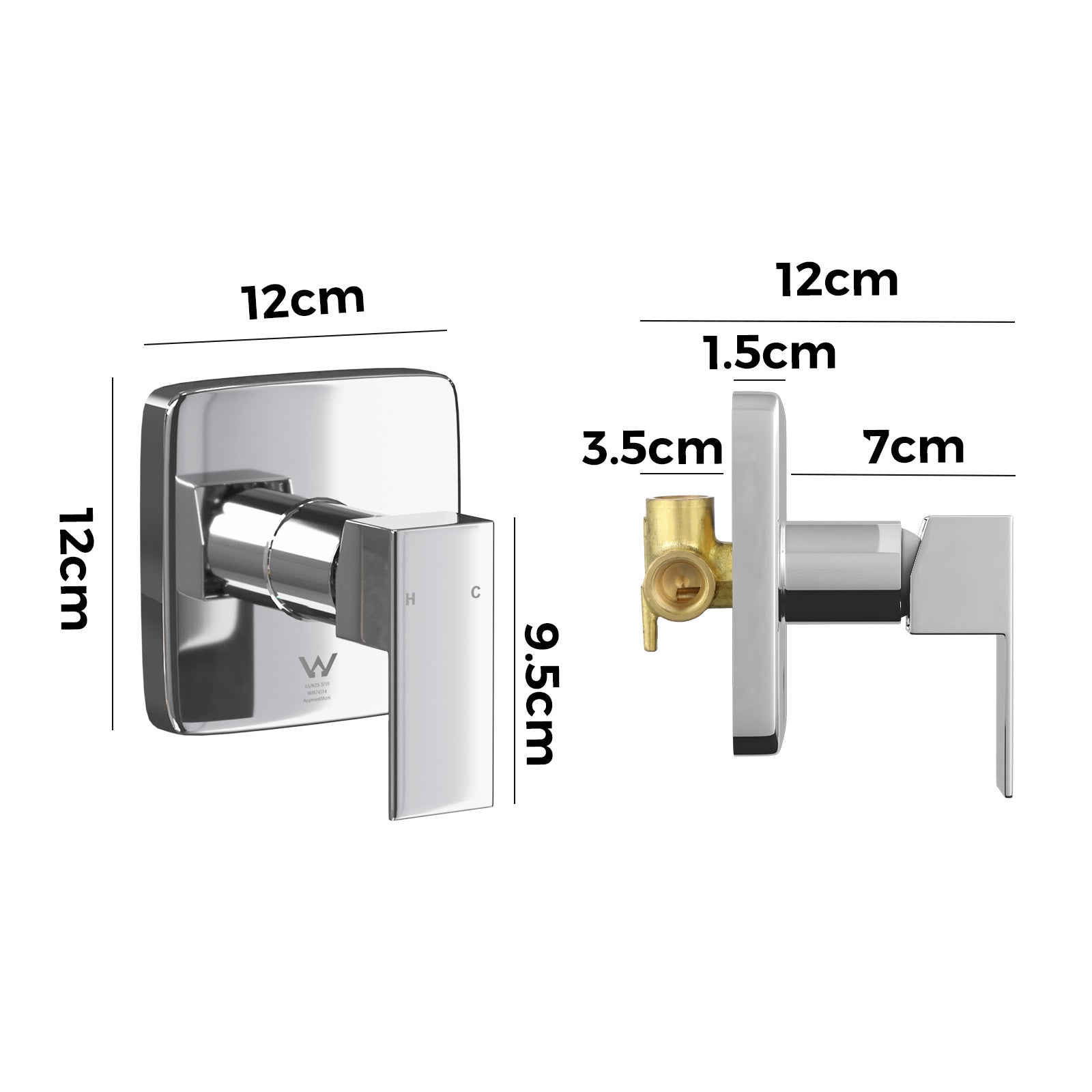 Welba Shower Mixer Tap Bathroom Wall Tapware Brass Tapware Square Chrome - Sunyee