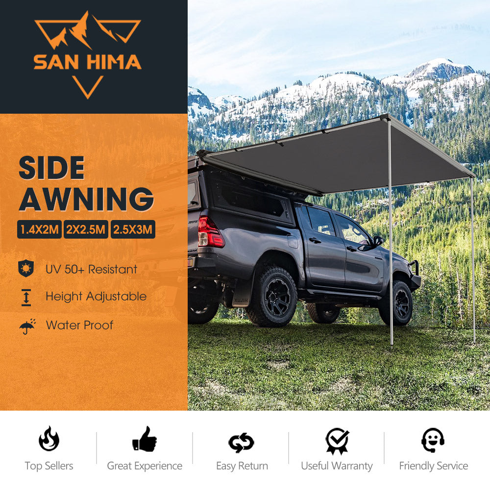 San Hima Car Side Awning Pull-out Telescoping Poles Waterproof Car Shade - Sunyee