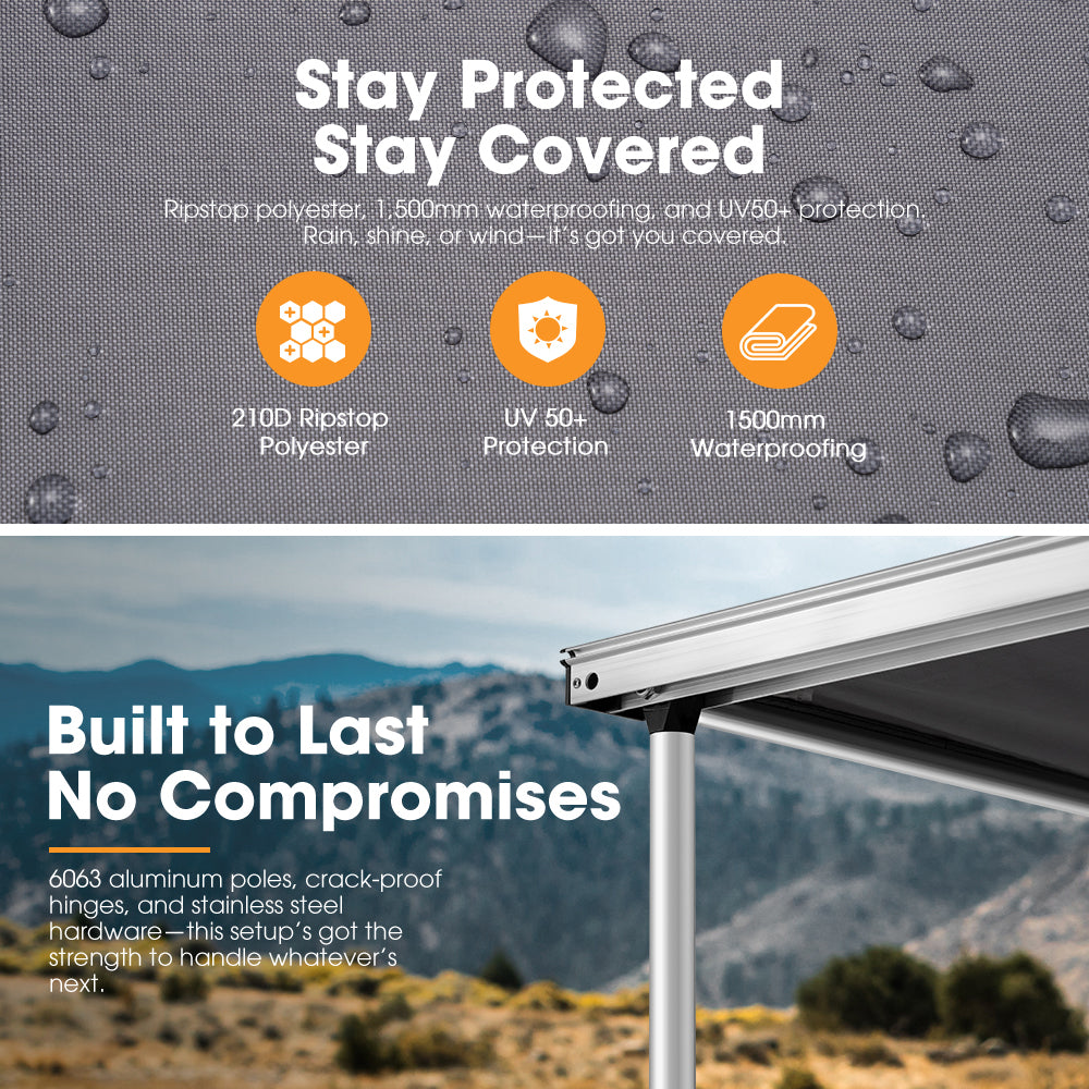 San Hima Car Side Awning Pull-out Telescoping Poles Waterproof Car Shade - Sunyee