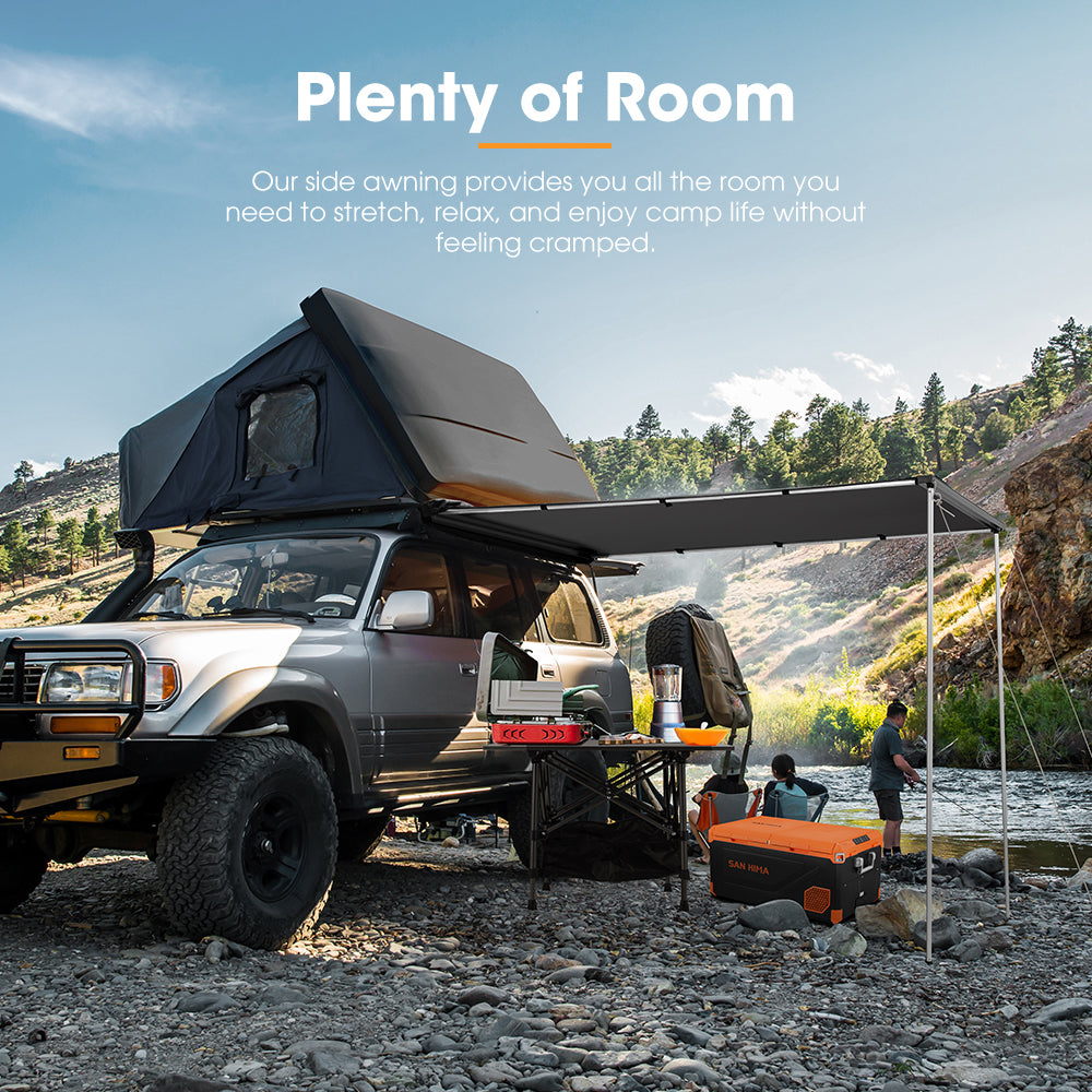 San Hima Car Side Awning Pull-out Telescoping Poles Waterproof Car Shade - Sunyee