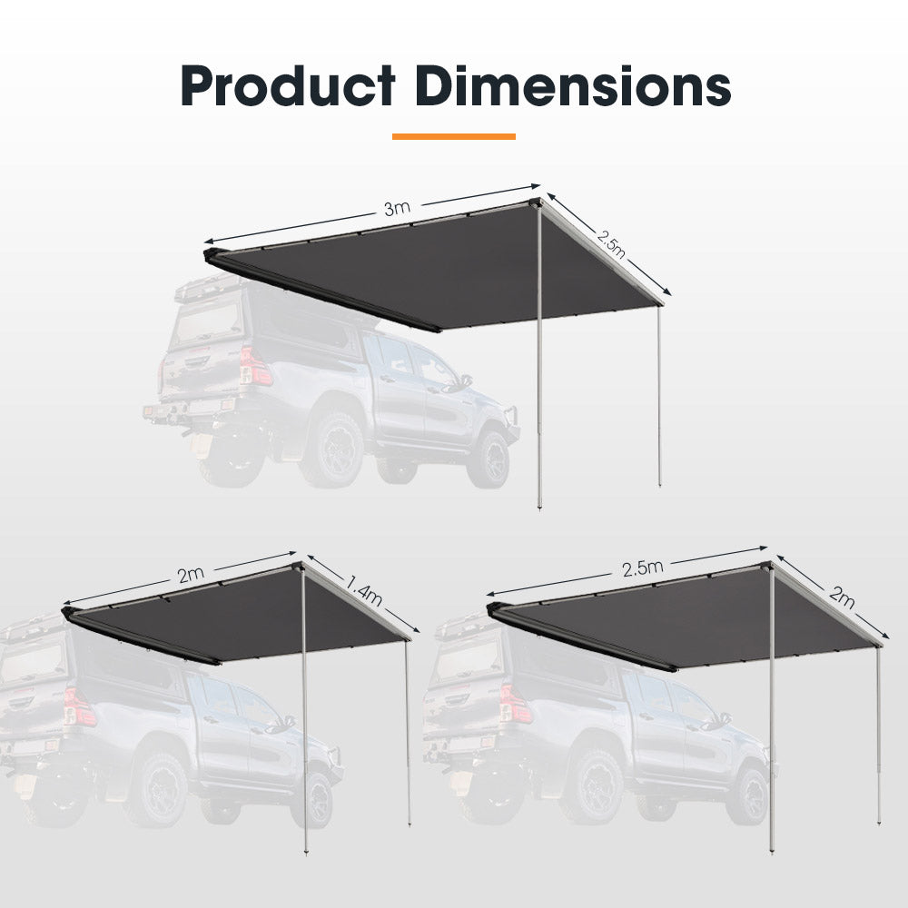 San Hima Car Side Awning Pull-out Telescoping Poles Waterproof Car Shade - Sunyee