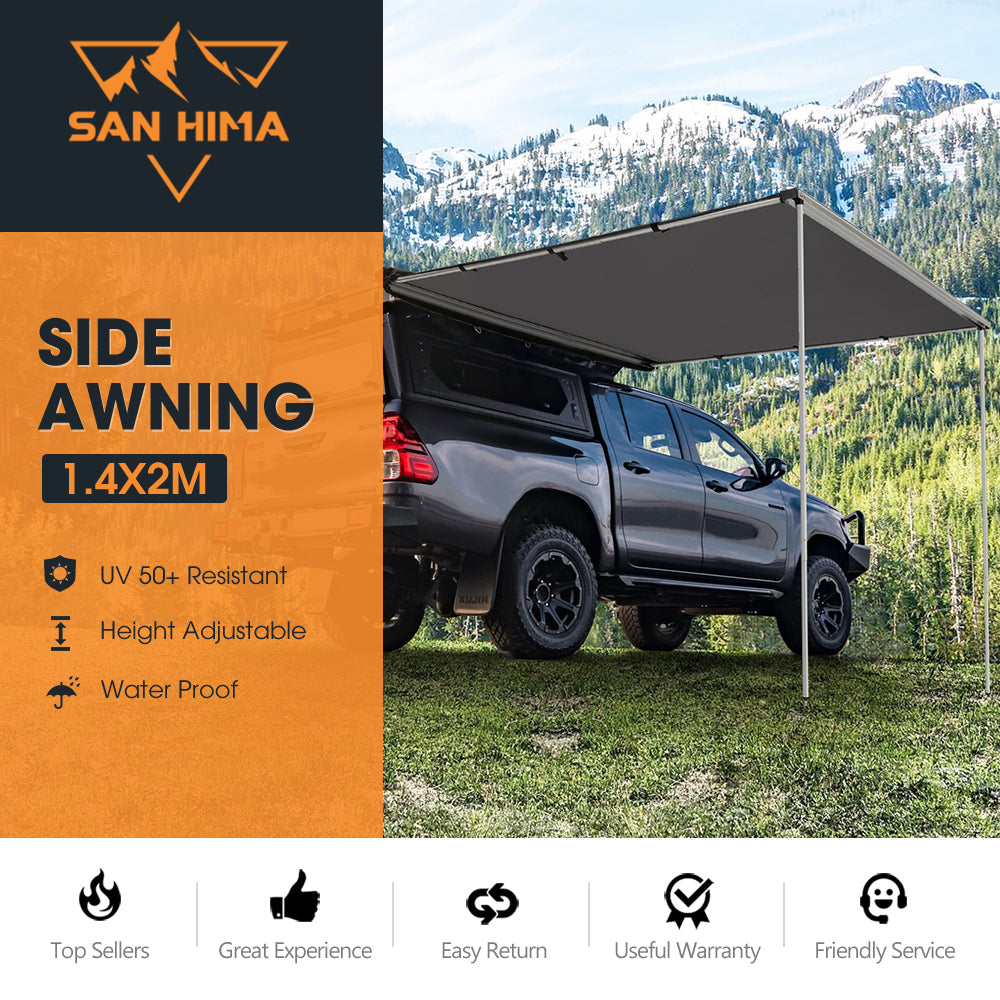 San Hima Car Side Awning 1.4x2m Pull-out Telescoping Poles Waterproof Car Shade - Sunyee