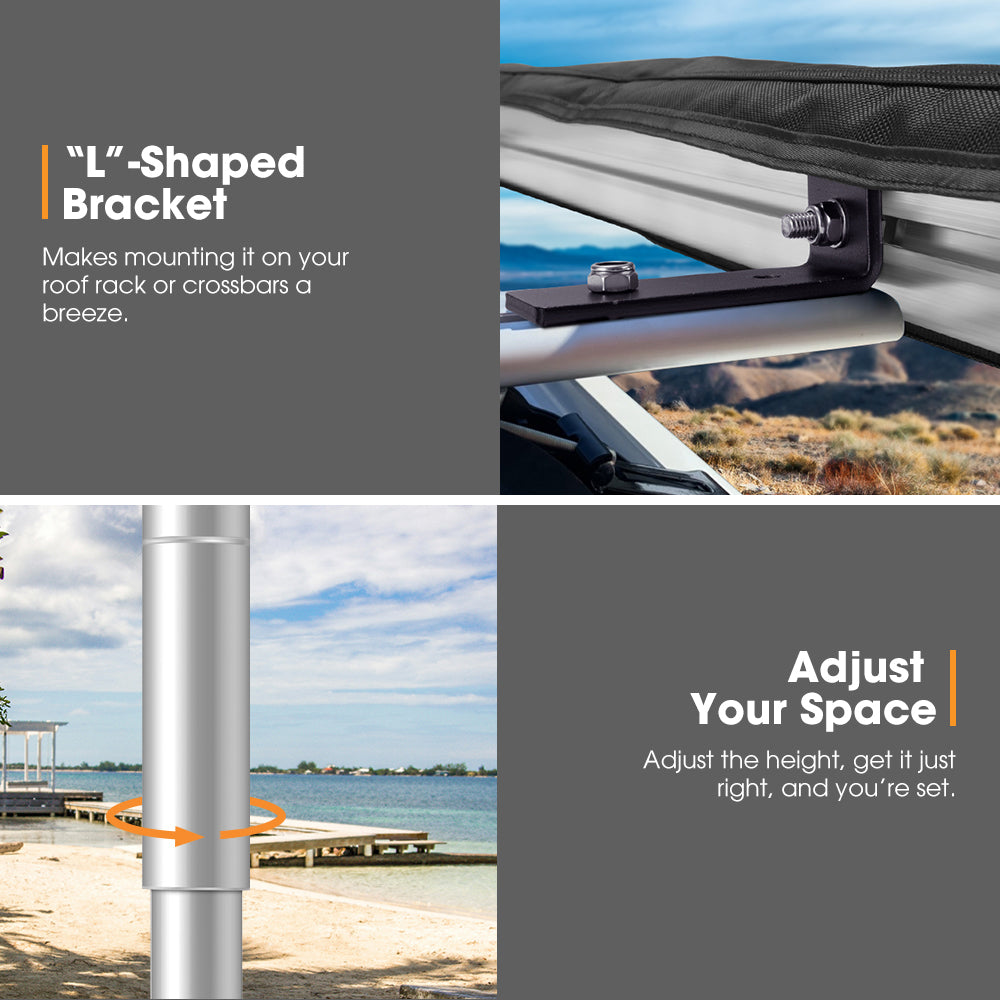 San Hima Car Side Awning 2x2.5m Pull-out Telescoping Poles Waterproof Car Shade - Sunyee