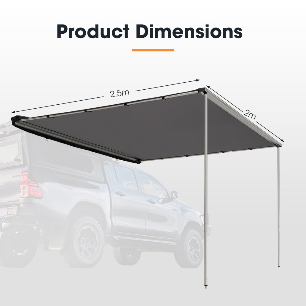 San Hima Car Side Awning 2x2.5m Pull-out Telescoping Poles Waterproof Car Shade - Sunyee