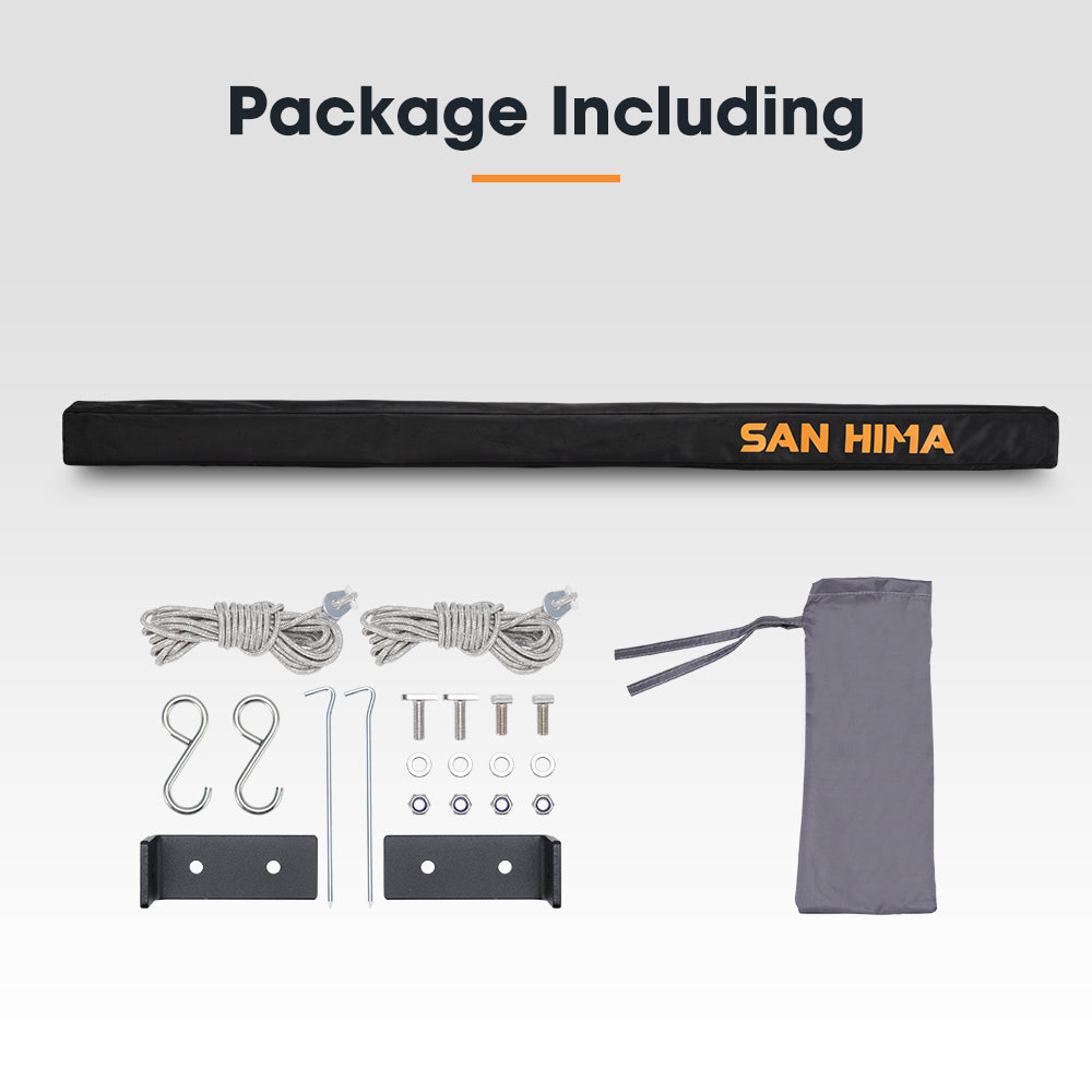 San Hima Car Side Awning 2x2.5m Pull-out Telescoping Poles Waterproof Car Shade - Sunyee