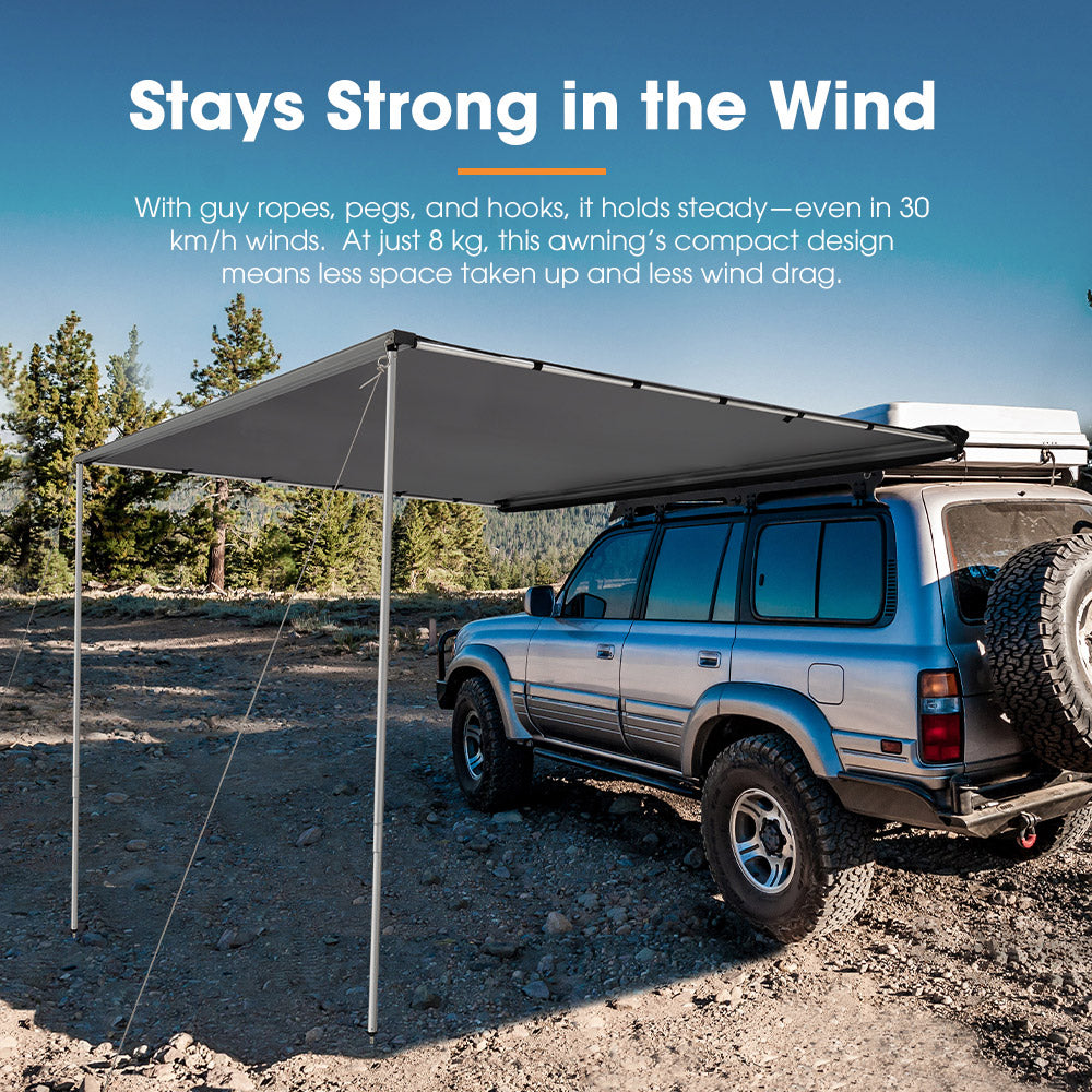 San Hima Car Side Awning 2.5x3m Pull-out Telescoping Poles Waterproof Car Shade - Sunyee