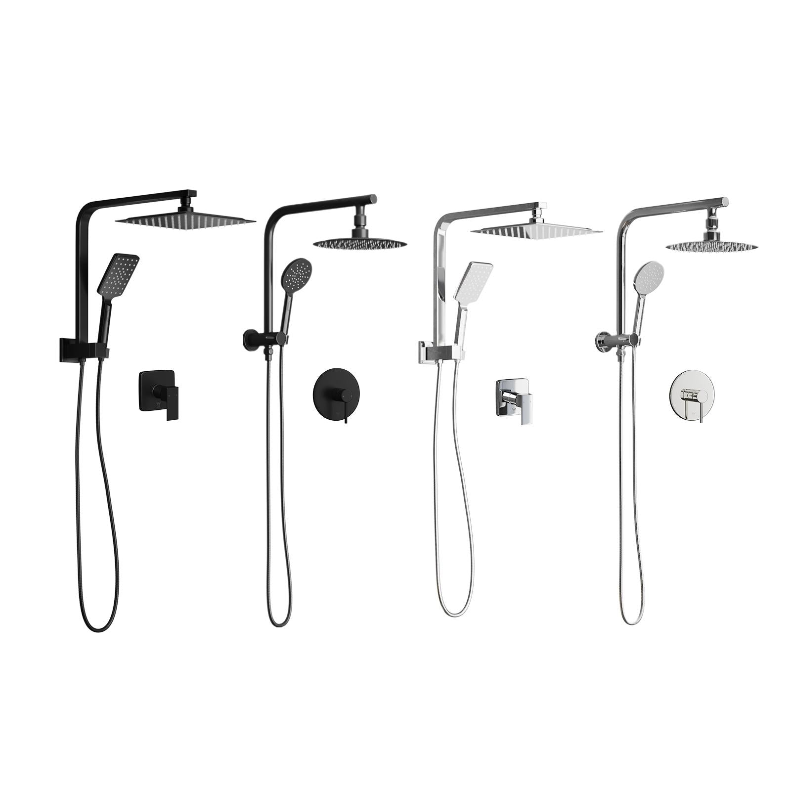 Welba 250mm Shower Head Set Square Round Handheld Shower Mixer Tap Combo WELS - Sunyee