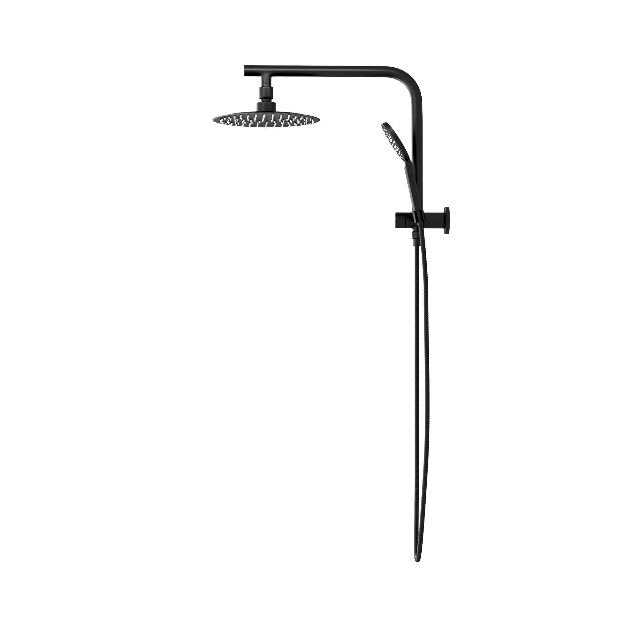 Welba 10" Rain Shower Head Set With Mixer Round 3-Mode Handheld Shower Black - Sunyee