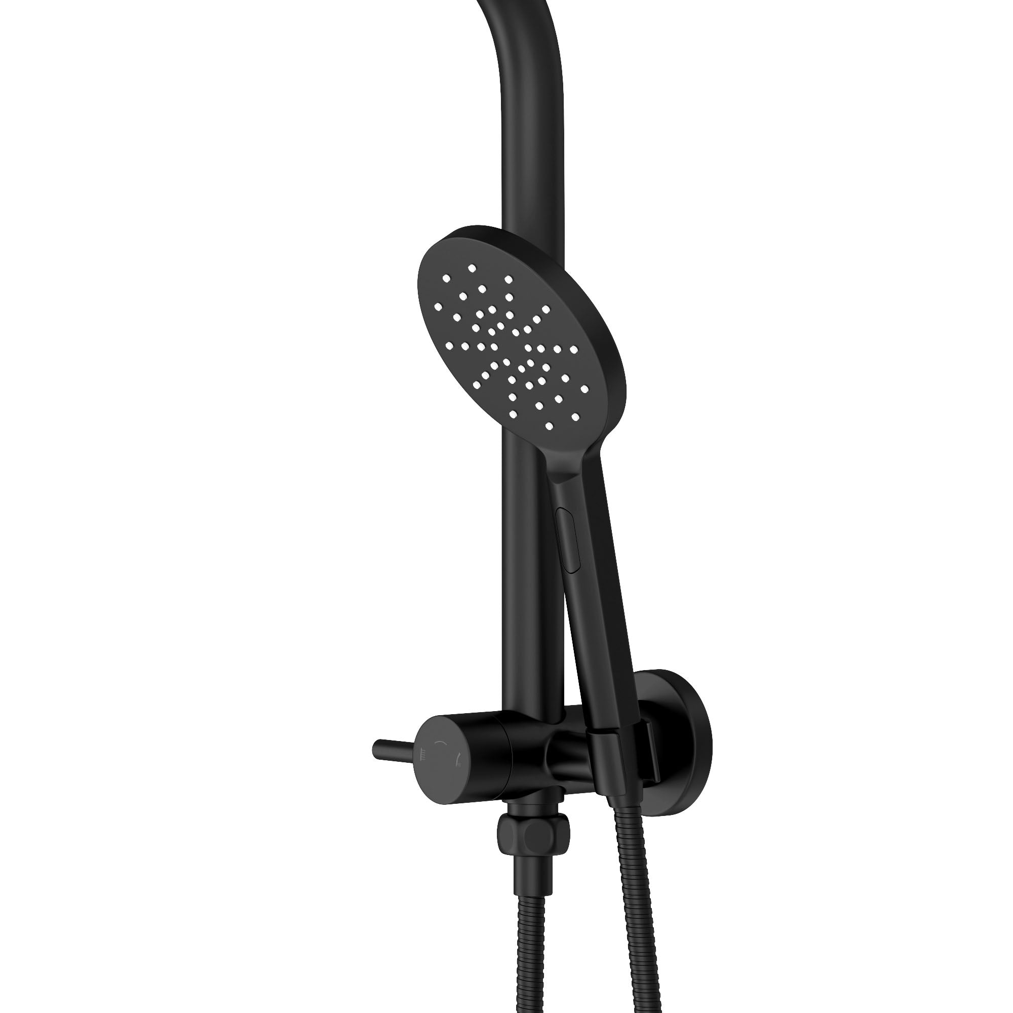 Welba 10" Rain Shower Head Set With Mixer Round 3-Mode Handheld Shower Black - Sunyee