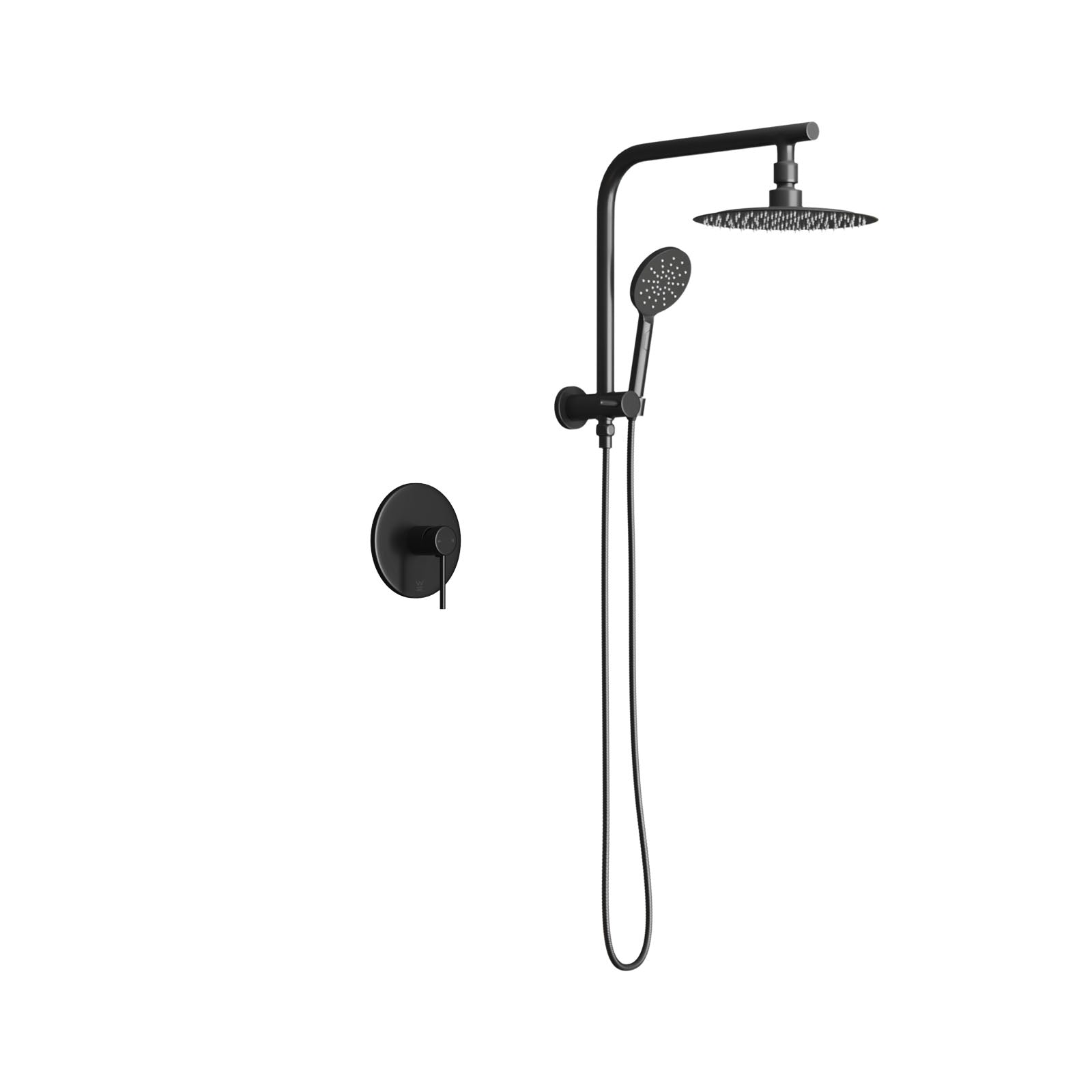 Welba 10" Rain Shower Head Set With Mixer Round 3-Mode Handheld Shower Black - Sunyee