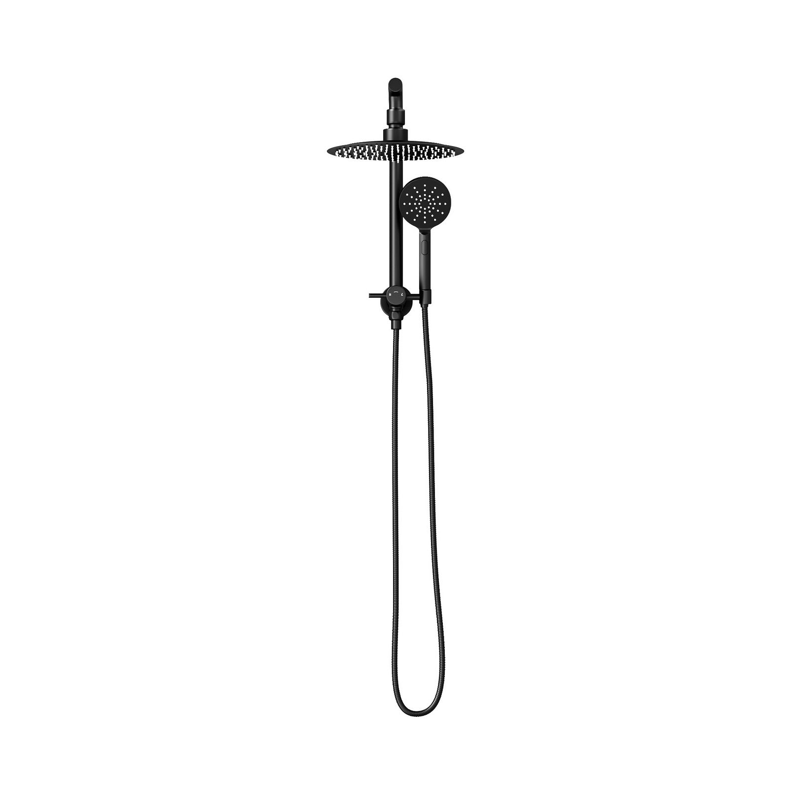 Welba 10" Rain Shower Head Set Round 3-Mode Handheld Shower Gooseneck Black - Sunyee