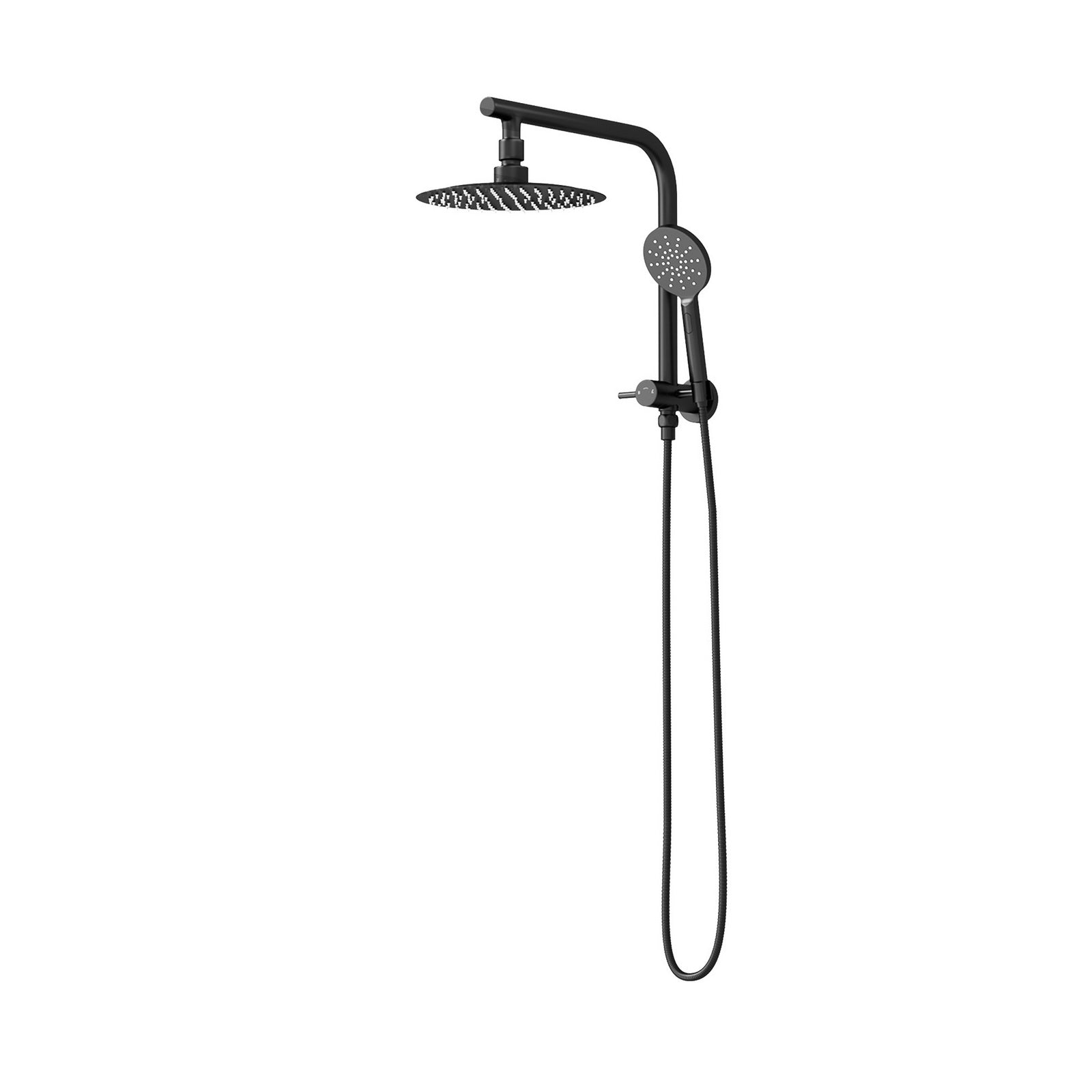Welba 10" Rain Shower Head Set Round 3-Mode Handheld Shower Gooseneck Black - Sunyee