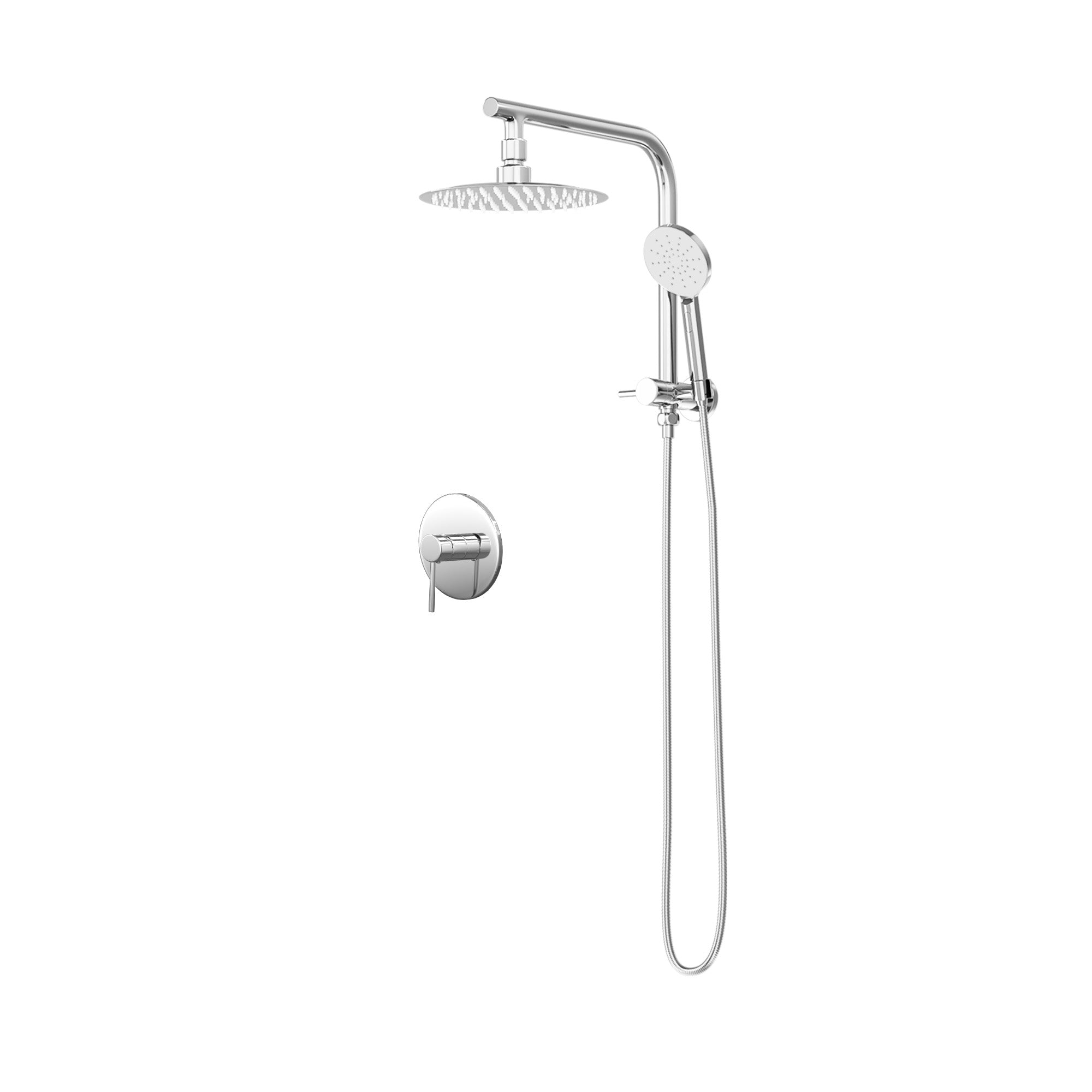 Welba 10" Rain Shower Head Set With Mixer Round 3-Mode Handheld Shower Chrome - Sunyee